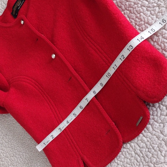 Geiger Tyrol Size 36 Austria Pure New Wool Red Button Front Sweater Jacket - Picture 10 of 16